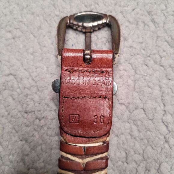 VTG Brown Leather Woven Belt 38 Braided Southwestern Boho Western Rustic Cowgirl - Picture 7 of 7